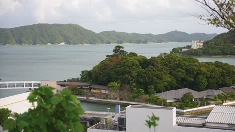 mikimoto pearl island, focus rack reveal of toba bay on windy day