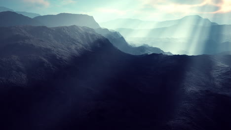 night desert landscape with rocky mountains and sunset