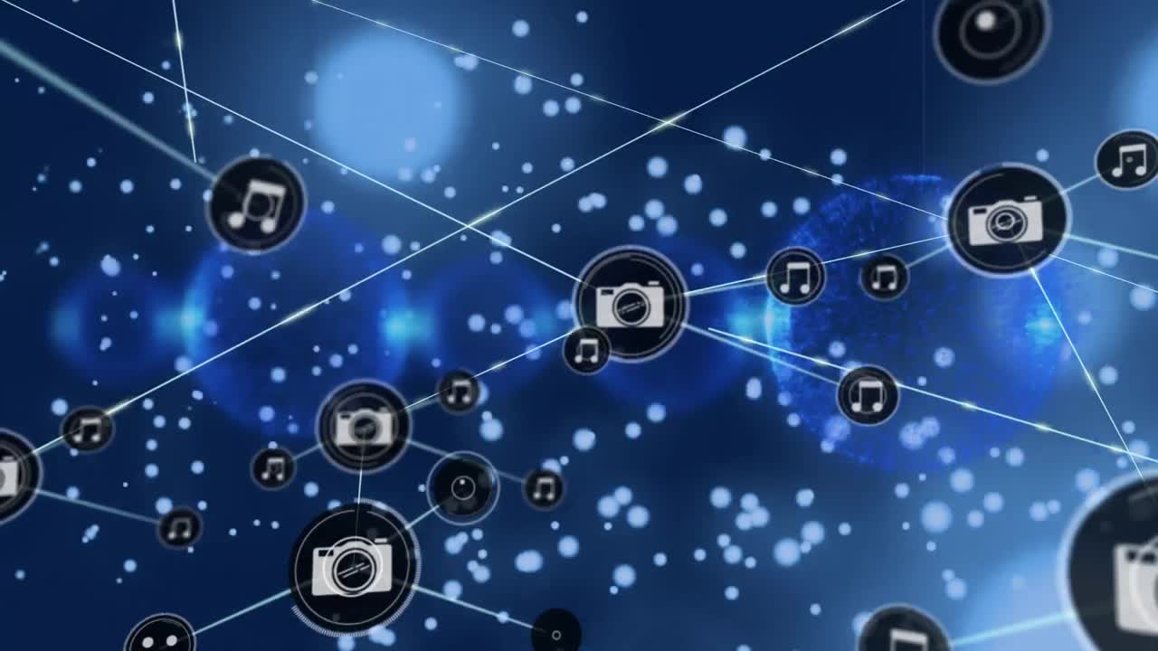 지구상에 있는 아이콘으로 연결된 네트워크의 애니메이션