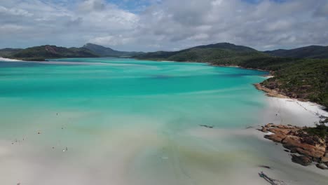 drone shot over the beach on the whitsundays islands in queensland australia