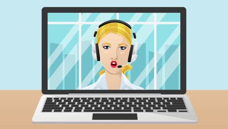 cartoon style, colorful animation of customer service support women, that shows up on the mobile screen. animation is in easy to edit loop.