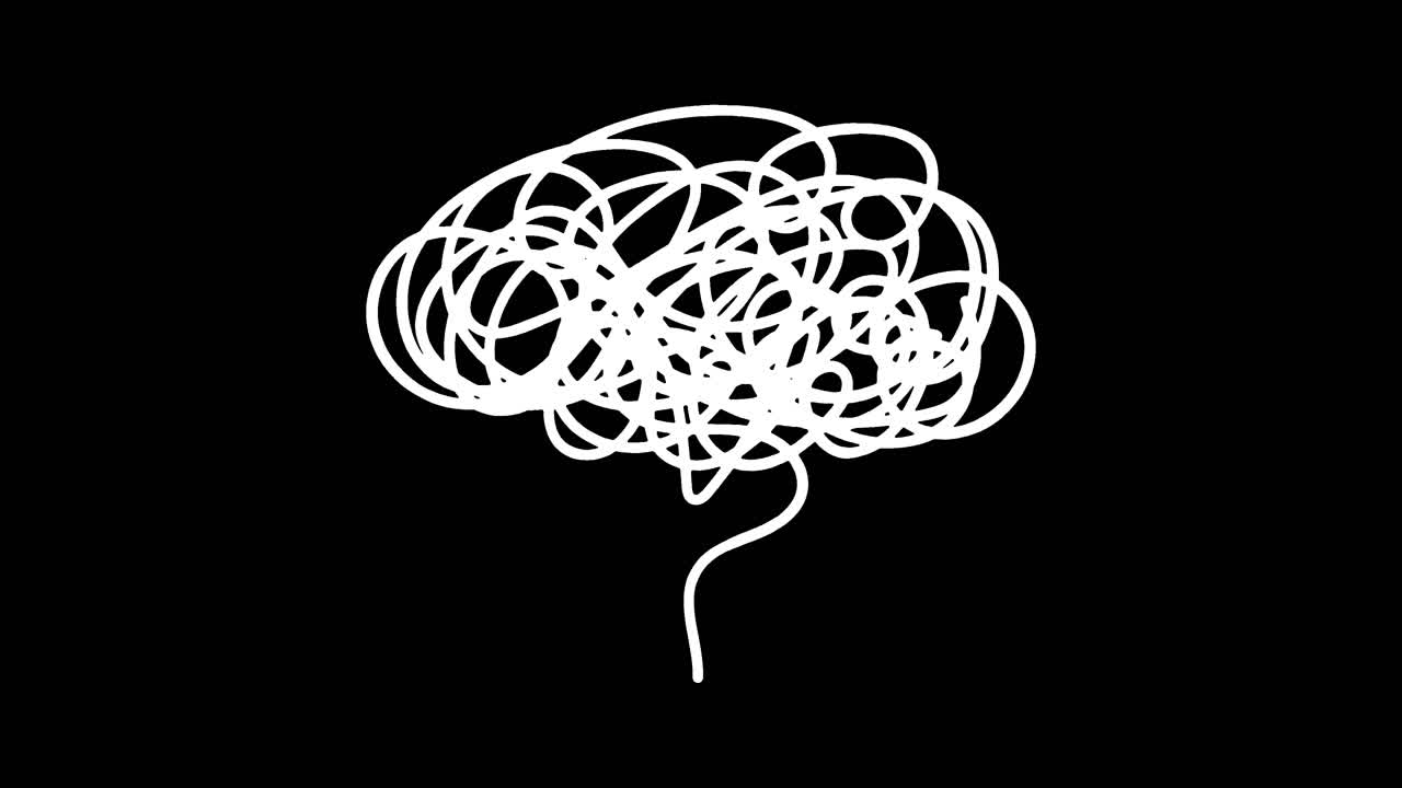 Abstract Animation of Tangled Lines Forming a Brain Shape