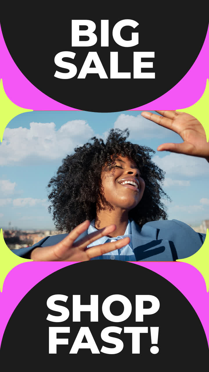 Big Sale: Shop Fast! Happy Woman Smiling