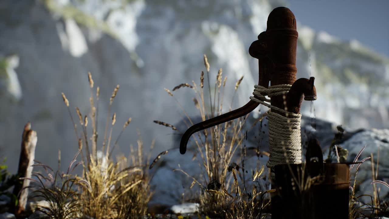 bomba de agua de mano retro oxidada