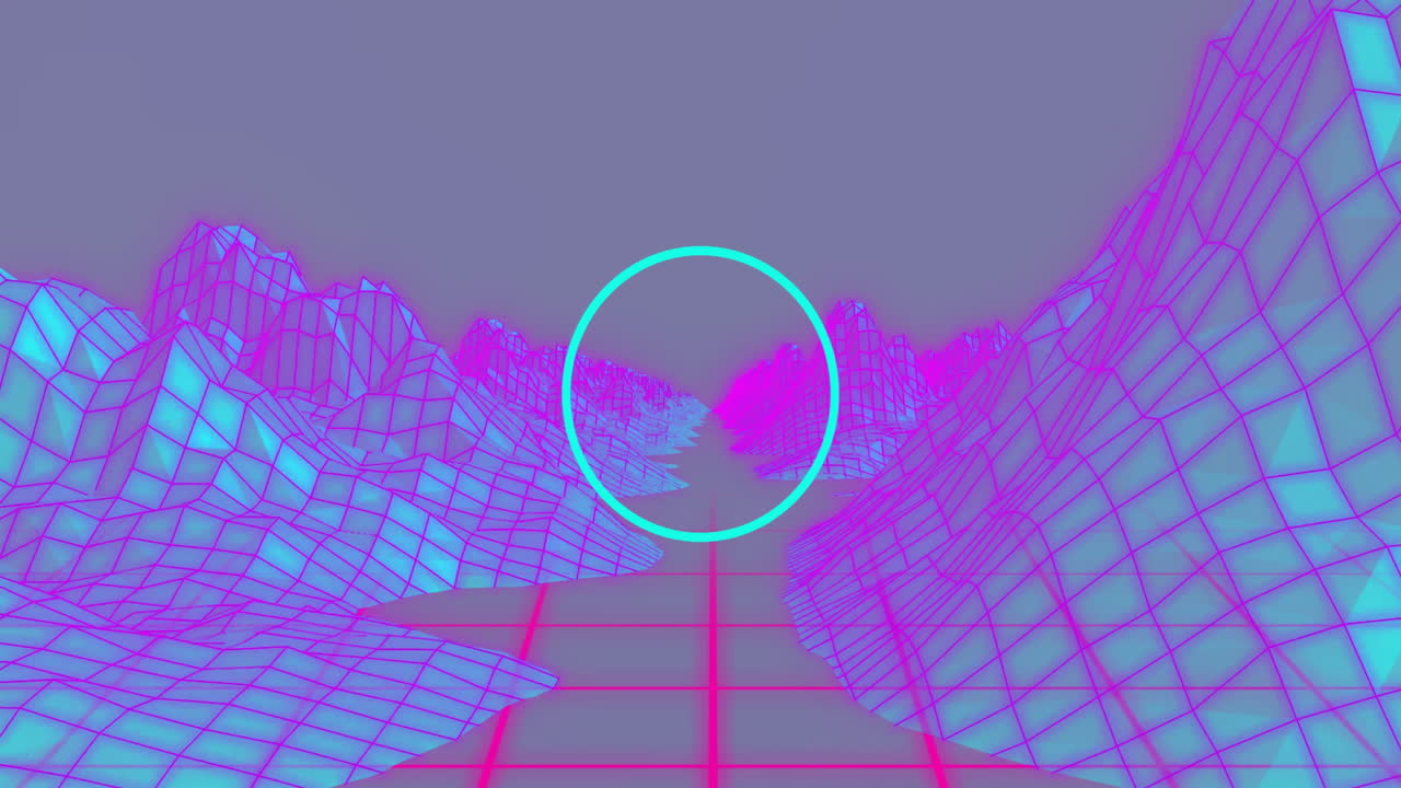 animación de anillos pulsantes sobre el metaverso en fondo púrpura
