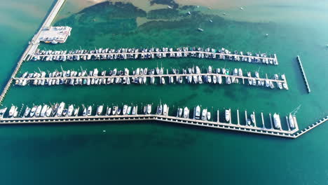 flying over boat marina