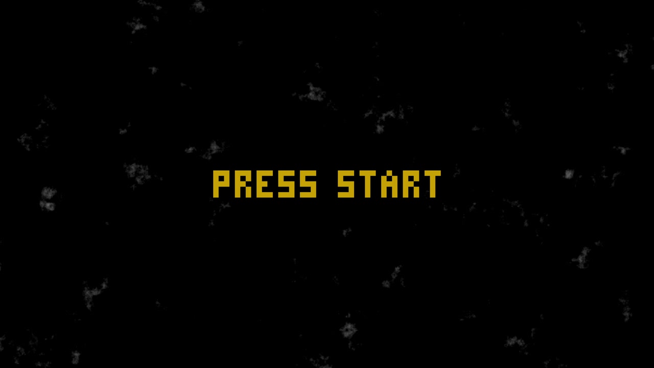 Pixelated 'Press Start' Text Blinking on Black Background