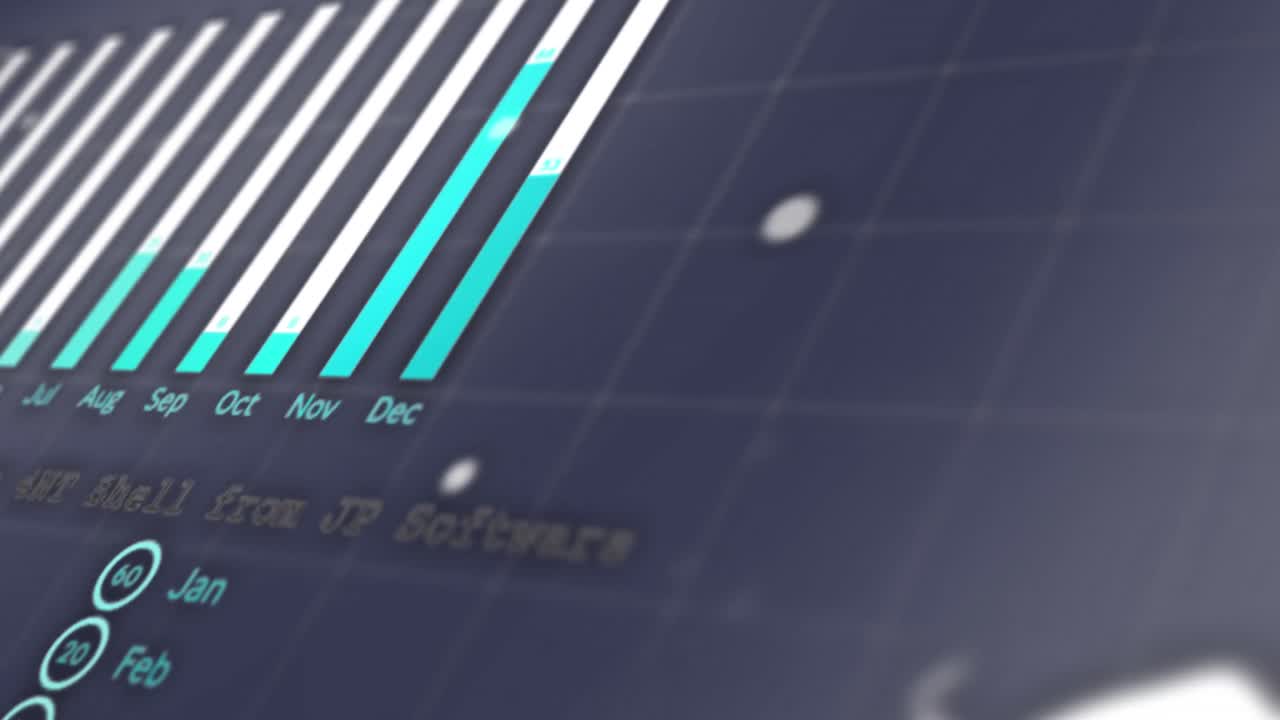 Animation of interface with statistical data processing and spinning globe against grey background