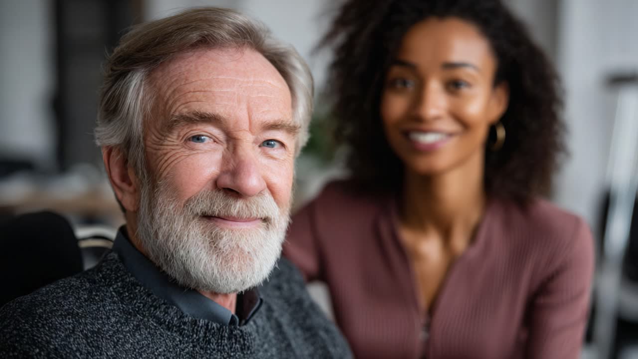 A Warm Moment of Connection Between Two People with Distinct Generations, Capturing Genuine Emotion and Bonding in a Friendly Atmosphere