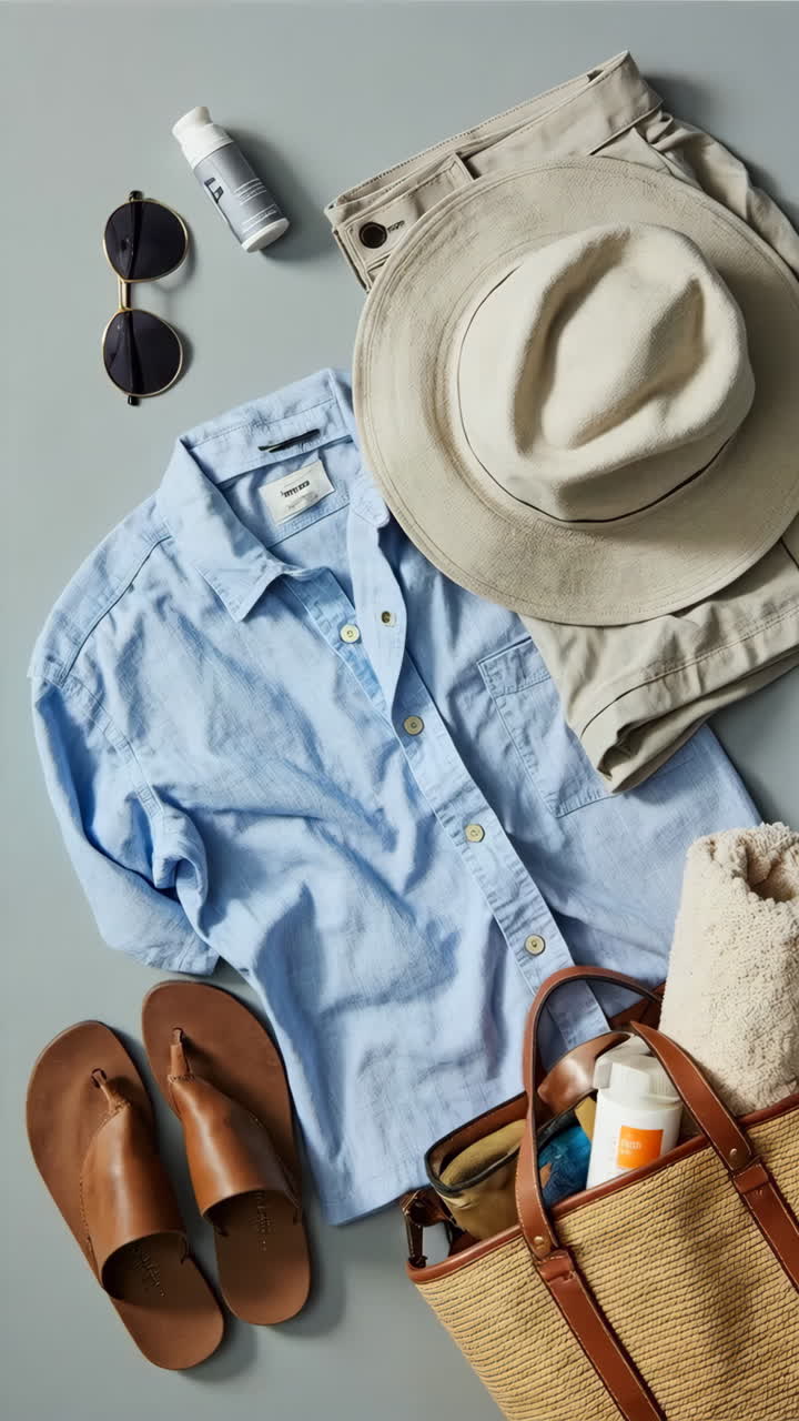 Summer Vacation Beach Essentials Flat Lay