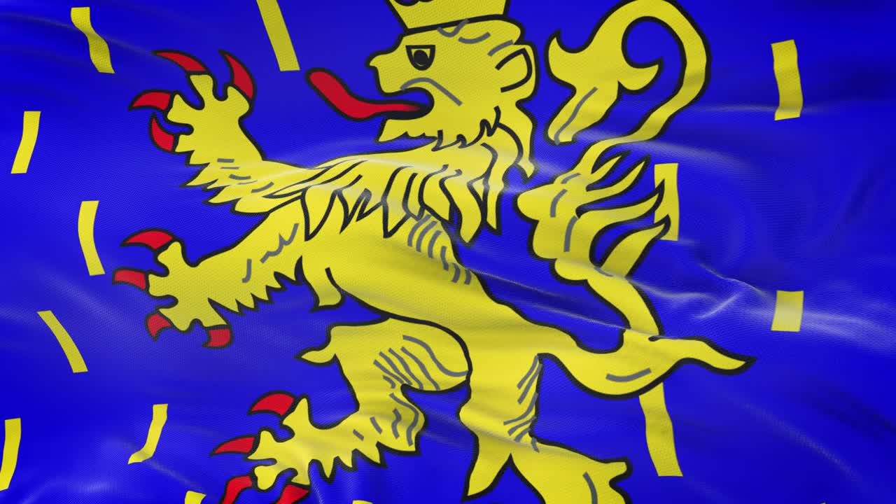 Vlajka Franche-Comté (region Francie) vlající ve větru s vysoce detailní texturou látky. Plynulá smyčka