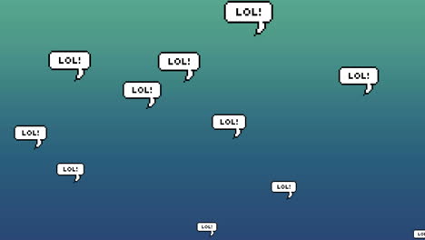 animación de las burbujas de habla lol iconos sobre fondo azul con espacio de copia