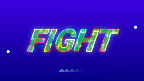 animation of fight text over vibrant neon patterned background