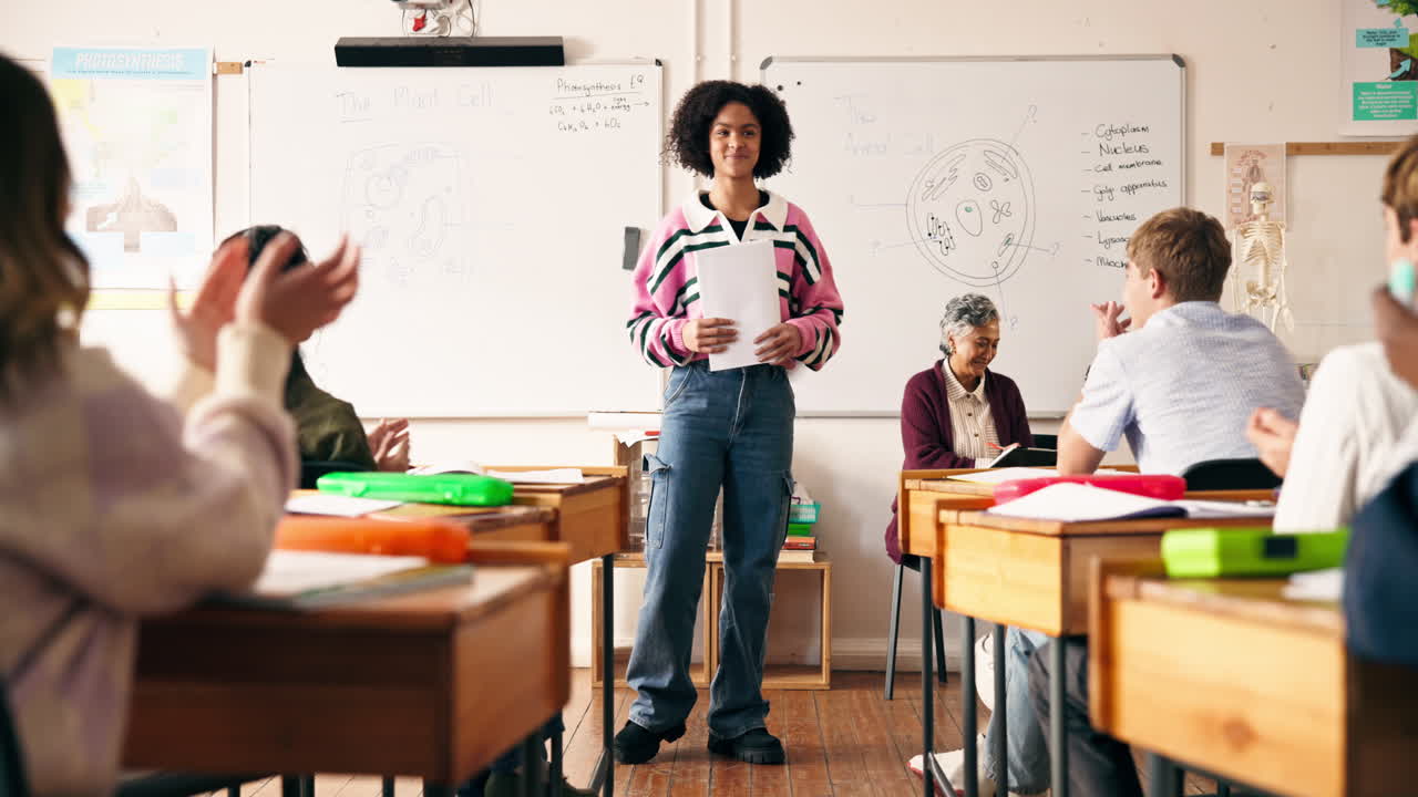Student Giving Presentation in Biology Class