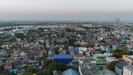 elevated shot revealing the mix of residential and commercial buildings in chennai