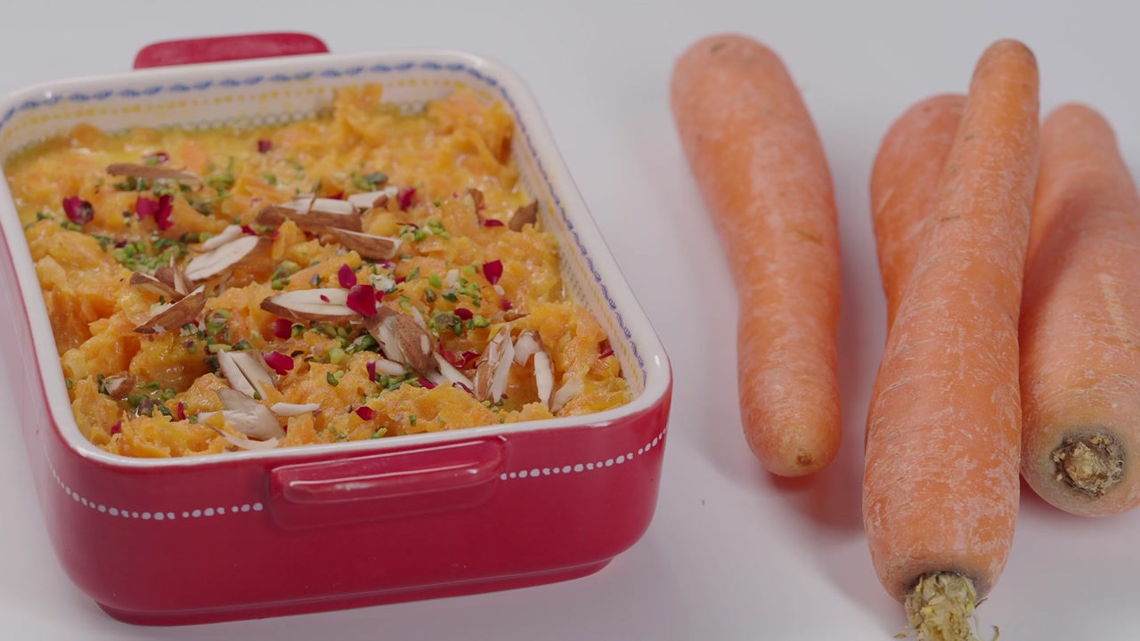 Traditional Indian Gajar ka Halwa with Almonds, Pistachios, and Fresh Carrots