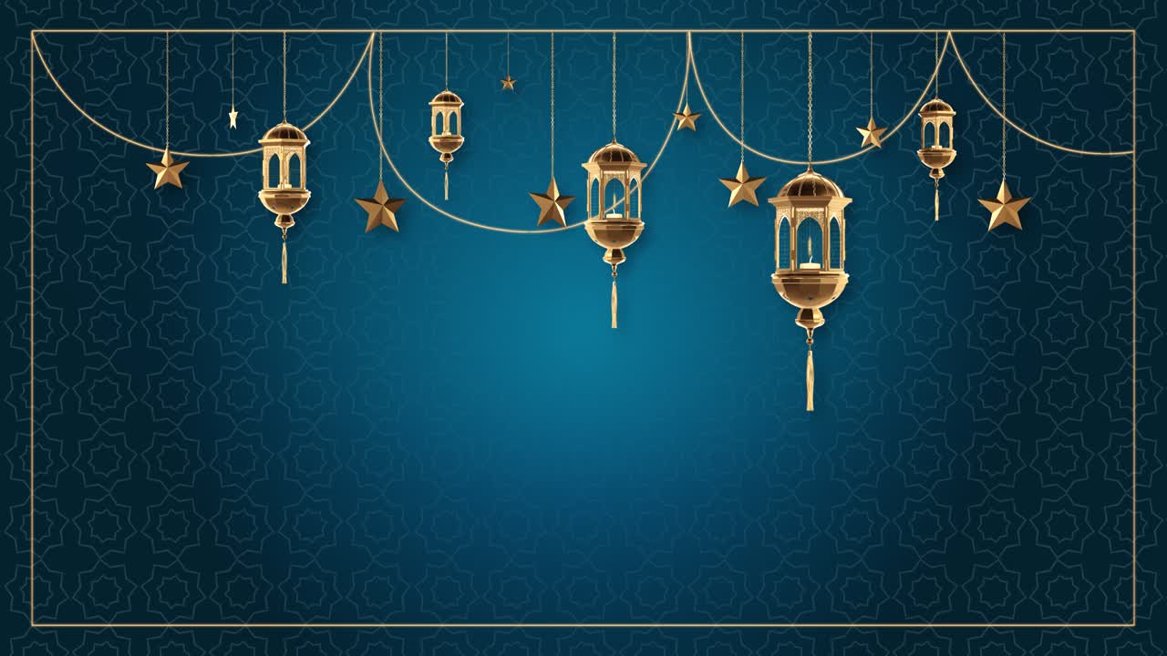 The holy month of muslims ramadan golden moon stars and ramadan lantern ...