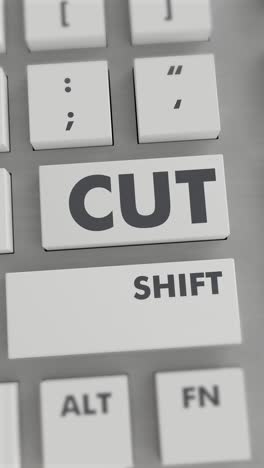 presión del botón de corte en el teclado vídeo vertical