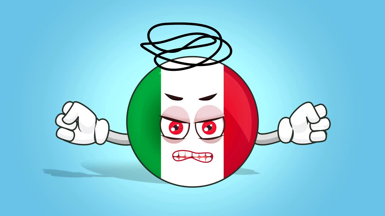 Icona Cartone Animato Bandiera Italia Diabolica e Folle con Animazione Facciale e Maschera Alfa