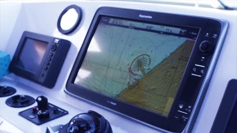 boat navigation dashboard with gps chartplotter