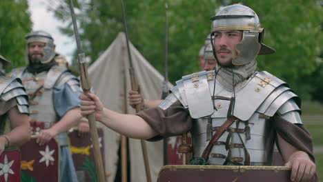 roman legionaries in camp