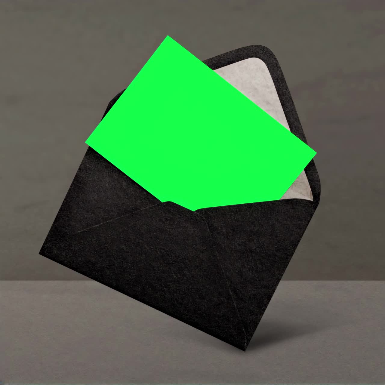 Card in envelope live mockup animation, transparent 4K video, green screen