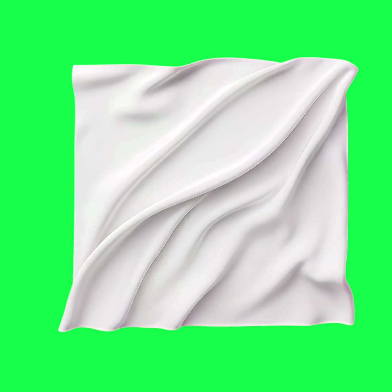 Animación abstracta de textura de tela blanca, vídeo transparente en 4K, pantalla verde