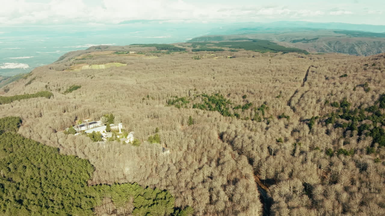Mountain Panorama With Endless Bare and Dry Trees in Autumn Fall In Italy