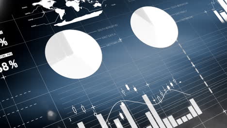 digital animation of financial and statistical data processing against blue background