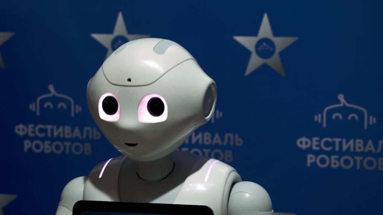 robot lindo en un festival de robótica
