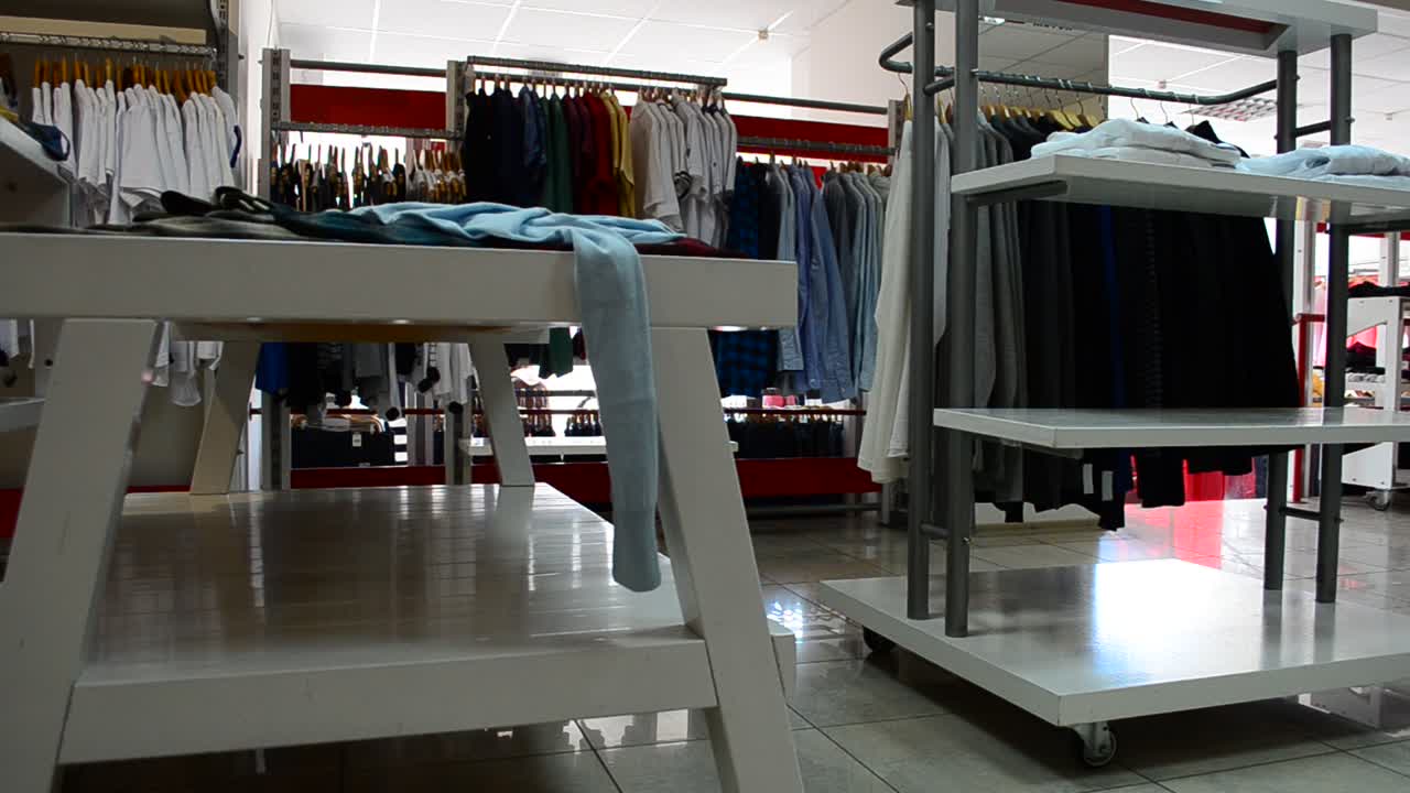 Clothes collection, spring. Clothing store