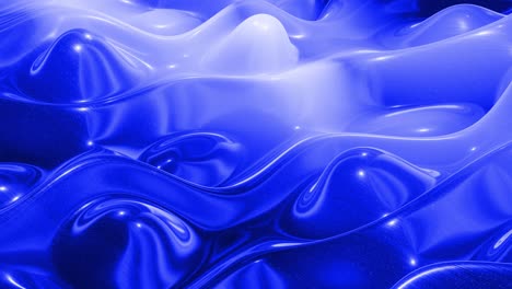 fondo líquido azul en bucle en 4k. patrón ondulado abstracto en la superficie brillante y brillante del fluido azul, ondas en el fluido de pintura en animación suave. líquido viscoso 3d. telón de fondo creativo