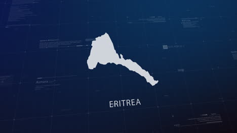eritrea country map comes to life with cinematic panning, unveiling key details, the capital, and slogan, providing an engaging background for corporate and commercial use