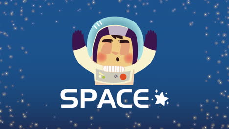 outer space lettering with astronaut character