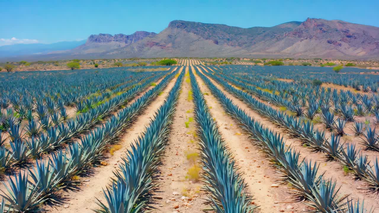 Agave Field with Mountains in the Background