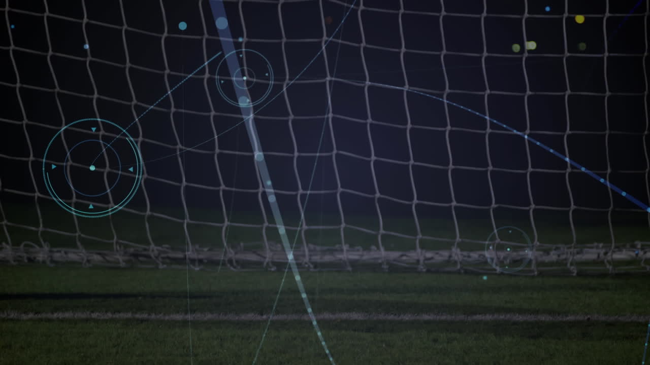 Bir futbolcunun üzerinde bağlantı ağları animasyonu