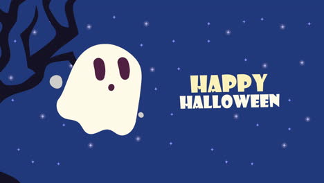 feliz animación de halloween con fantasma