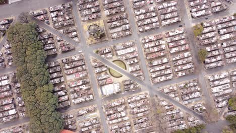 toma aérea desde arriba que muestra el cementerio de la chacarita en buenos aires
