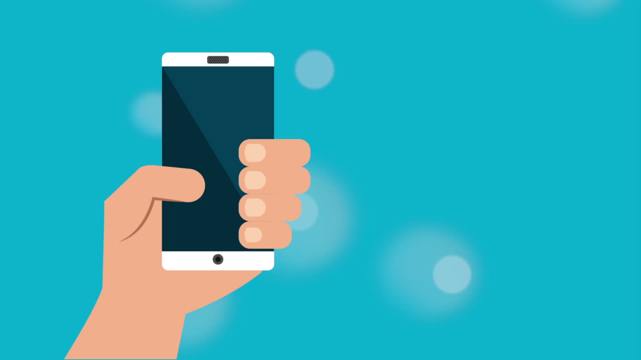 손으로 스마트폰을 들고 있는 일러스트레이션