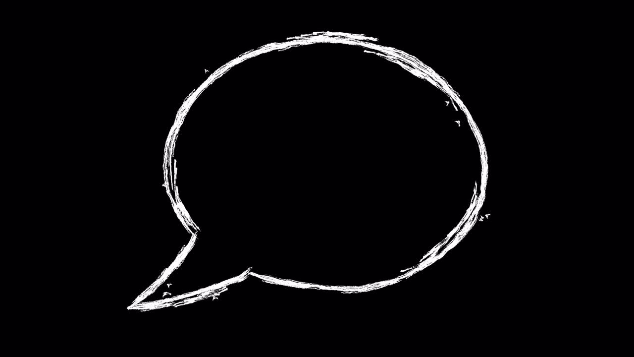 Hand Drawn Chalk Speech Bubble Animation on Black Background