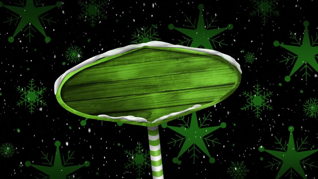 눈이 내리고 나무 표지판