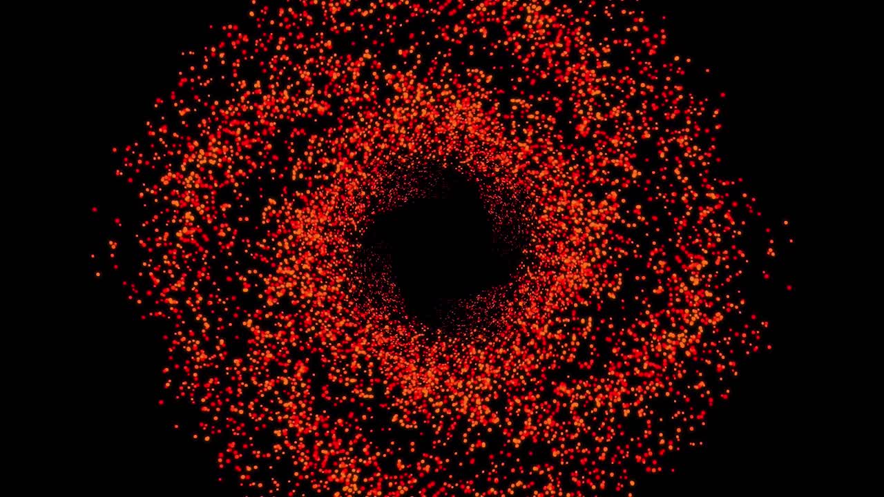 túnel de partículas rojas abstractas