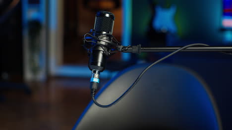 podcast microphone used for online livestreaming channel, close up