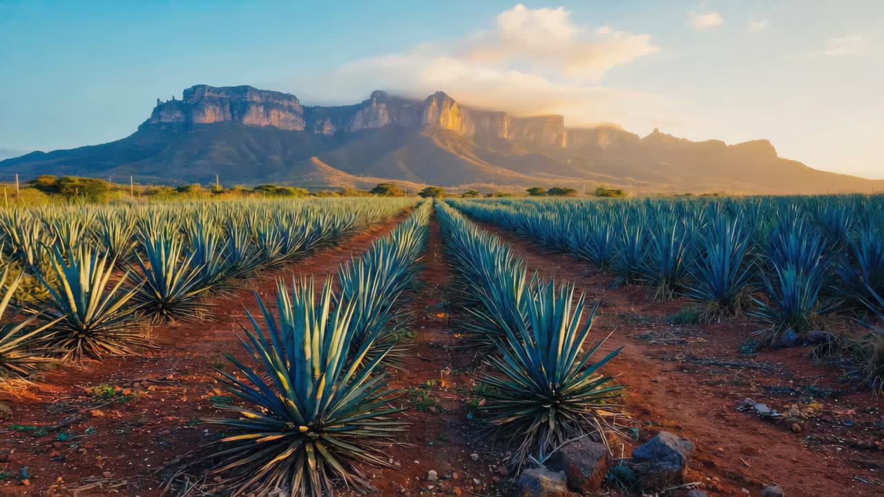Agave Field with Mountains in the Background