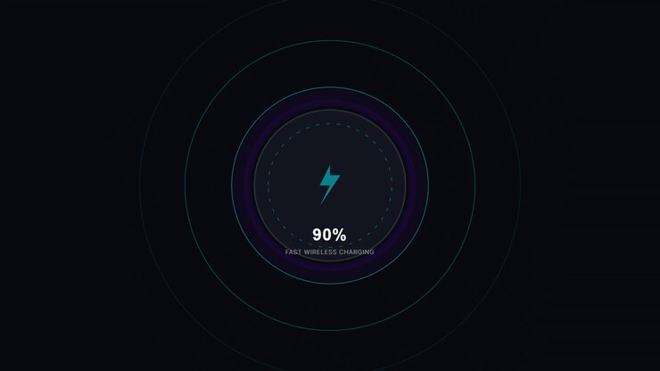 Digital Fast Wireless Charging Progress Indicator on Dark Background