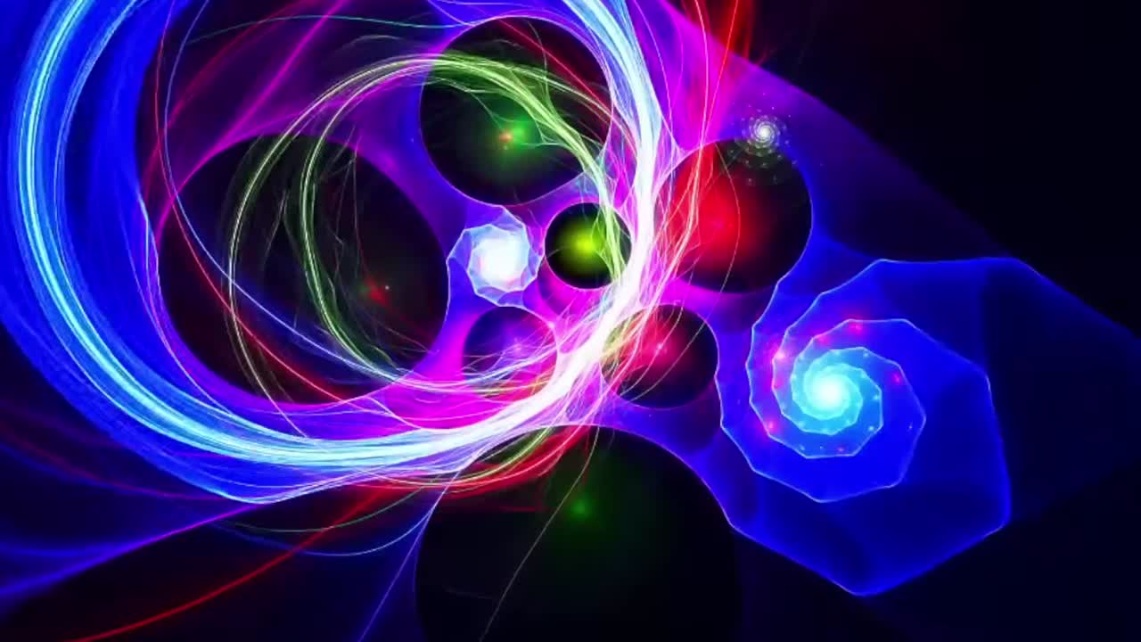 video de ondas de movimiento de rojo, azul girando formando una hermosa estructura abstracta