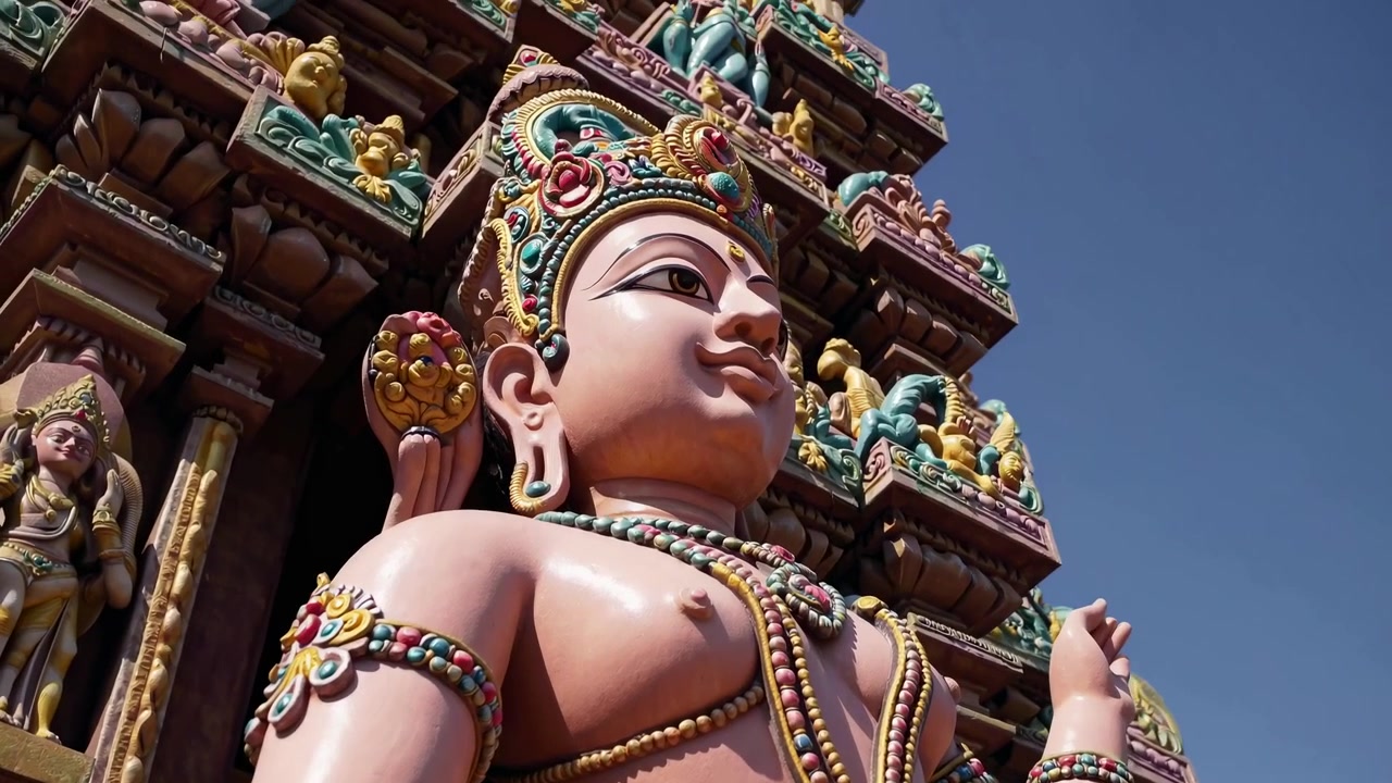 Kiến trúc tinh xảo và các bức tượng của một ngôi đền Hindu truyền thống