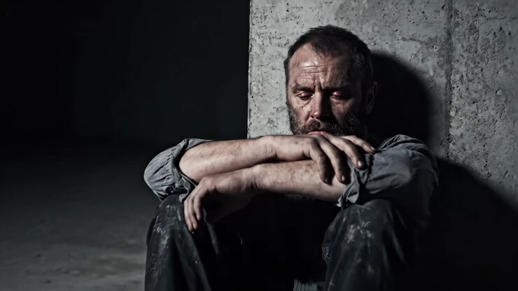 Un uomo che prova tristezza e depressione