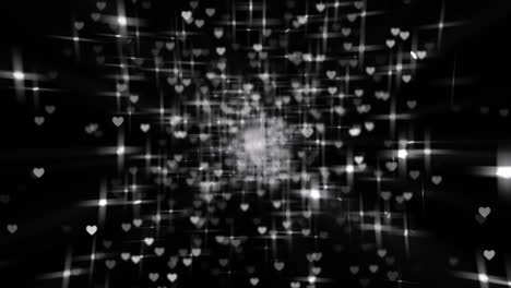 animation of white stars and hearts on black background