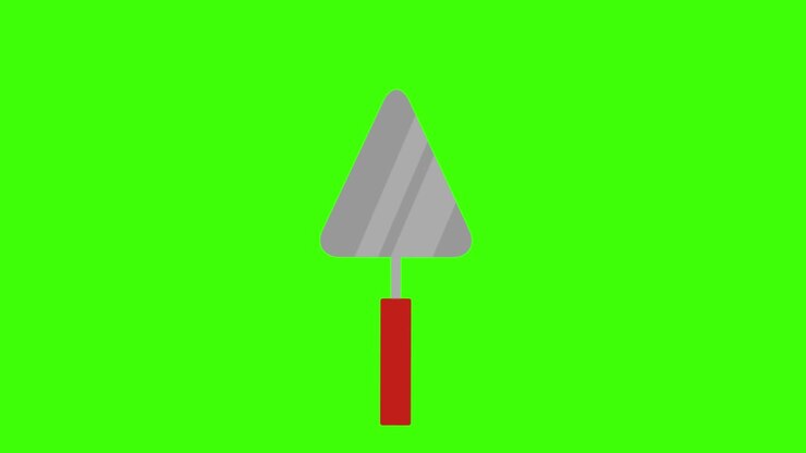 Icon of a trowel tool on a green screen in 4K